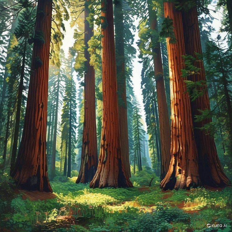 #Bing_Wallpaper“在美国加利福尼亚州红木国家与州立公园中，可以看到一片宁静而引人入胜的景象：高耸入云的红木树群