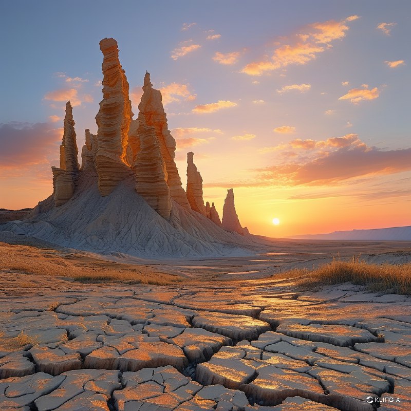 #Bing_Wallpaper“在日落时分，一个超现实的沙漠景观，位于西班牙纳瓦拉省的巴尔德纳斯雷亚莱斯自然公园，展现了标志性的卡斯蒂尔德蒂耶拉地貌