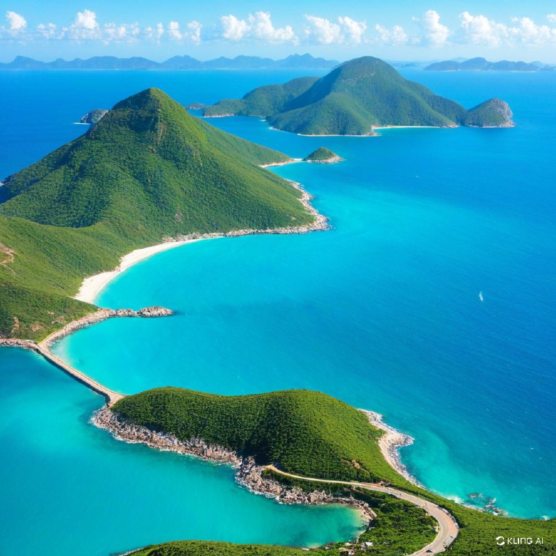 #Bing_Wallpaper自然奇观的蓝色魅力，巴西里约热内卢州的阿拉亚尔多卡博，广阔的海岸线与湛蓝的海水交汇，曲线优美的半岛环抱着明亮的海湾