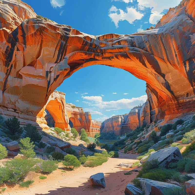 #Bing_Wallpaper在碧蓝的晴空下，一座令人叹为观止的天然岩石奇观——犹他州自然桥国家纪念碑中的卡奇纳桥