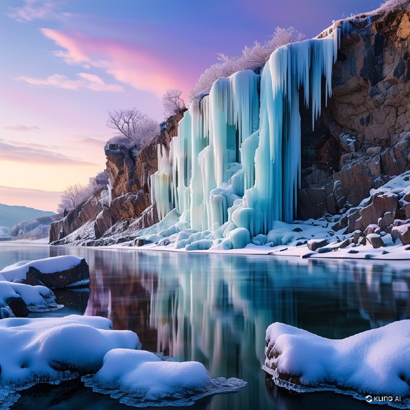 #Bing_Wallpaper"日本秩父三十槌冰柱的迷人冬景，以从陡峭崖壁倾泻而下的高大透明冰柱为特色