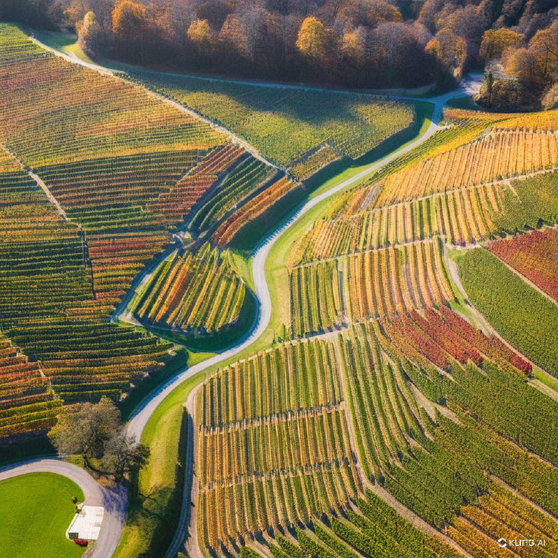 引以为豪的传统秋季葡萄园的鸟瞰图，瓦恩哈尔特，黑森林，德国引以为豪的传统秋季葡萄园的鸟瞰图，瓦恩哈尔特，黑森林，德国
