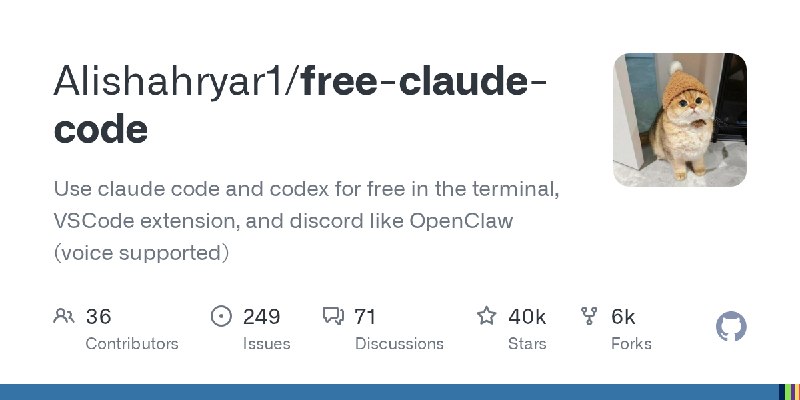 GitHub - Alishahryar1/free-claude-code: Use claude code and codex for free in the terminal, VSCode extension, and discord like…