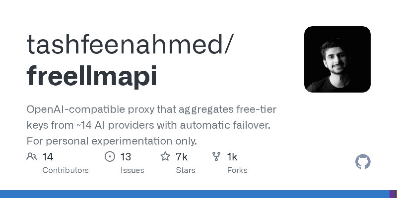 GitHub - tashfeenahmed/freellmapi: OpenAI-compatible proxy that aggregates free-tier keys from ~14 AI providers with automatic…