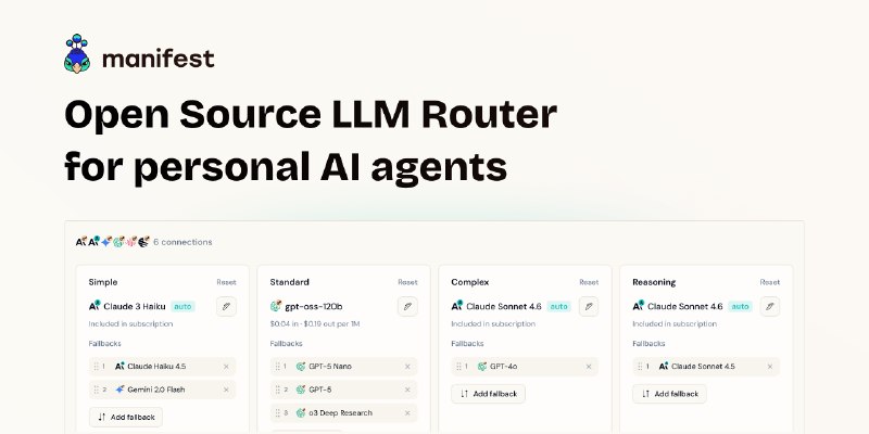 GitHub - mnfst/manifest: Smart Model Routing for Personal AI Agents. Cut Costs up to 70% 🦞👧🦚