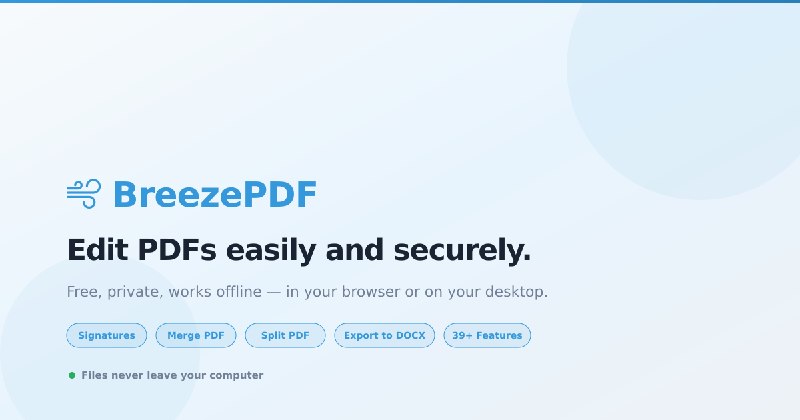 BreezePDF — Edit PDFs Easily and Securely