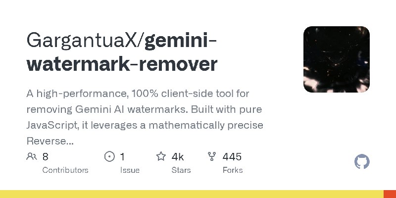 GitHub - GargantuaX/gemini-watermark-remover: A high-performance, 100% client-side tool for removing Gemini AI watermarks. Built…