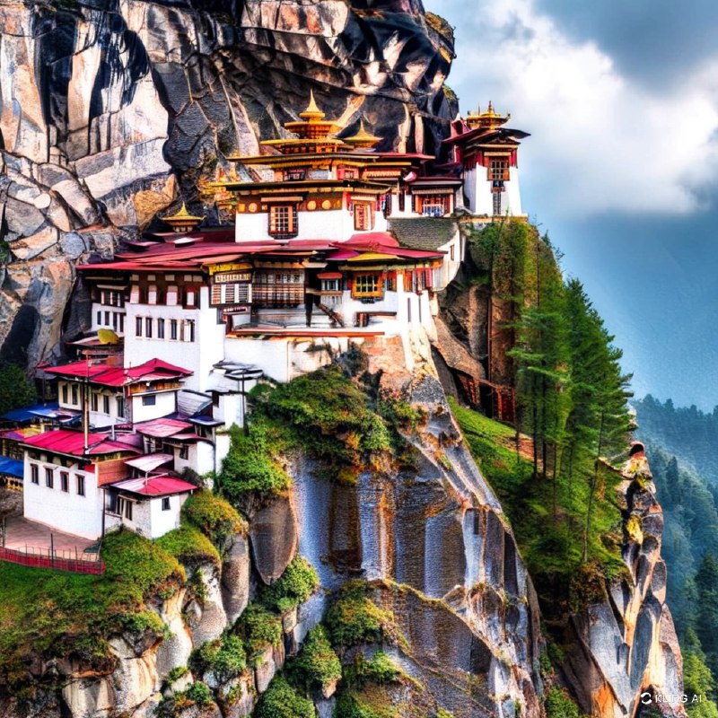 #Bing_Wallpaper雄伟的喜马拉雅修道院紧贴在崎岖山崖上的不丹虎穴寺