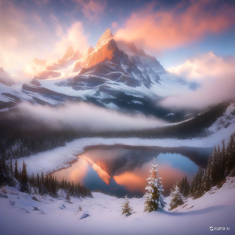 #Bing_Wallpaper一座巍峨的山峰穿过翻滚的云层，在落日的暖色调中矗立