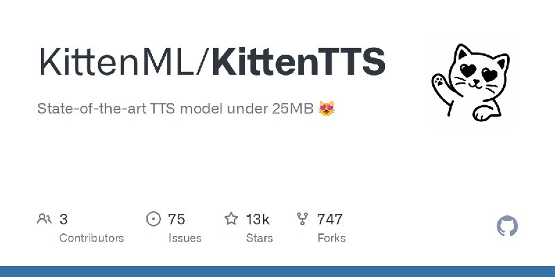 GitHub - KittenML/KittenTTS: State-of-the-art TTS model under 25MB 😻