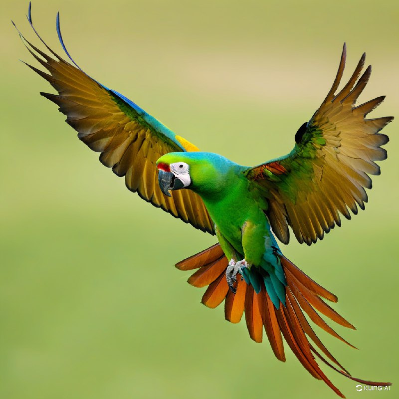 #Bing_Wallpaper一只壮丽的绿翅金刚鹦鹉（学名：Ara ambiguus）正在飞翔之中，它那鲜艳的绿色羽毛在柔和的自然光线下熠熠生辉