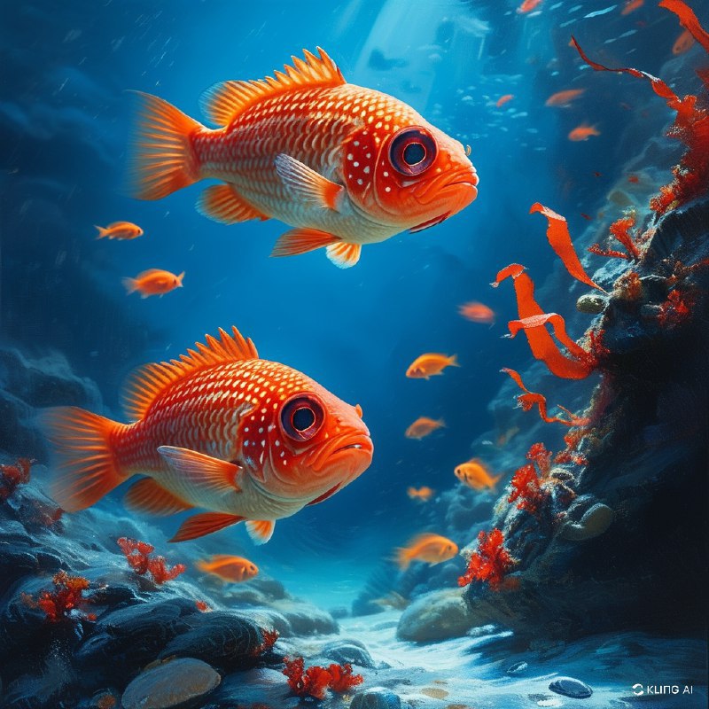 #Bing_Wallpaper在澳大利亚大堡礁附近的深海之中，一群令人着迷的珠光宝气的大眼鲷在深蓝色的海洋背景下绽放出夺目的光芒