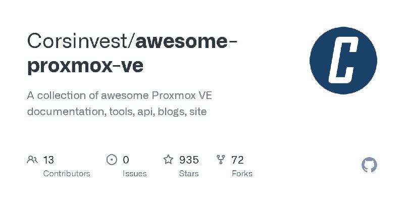 GitHub - Corsinvest/awesome-proxmox-ve: A collection of awesome Proxmox VE documentation, tools, api, blogs, site