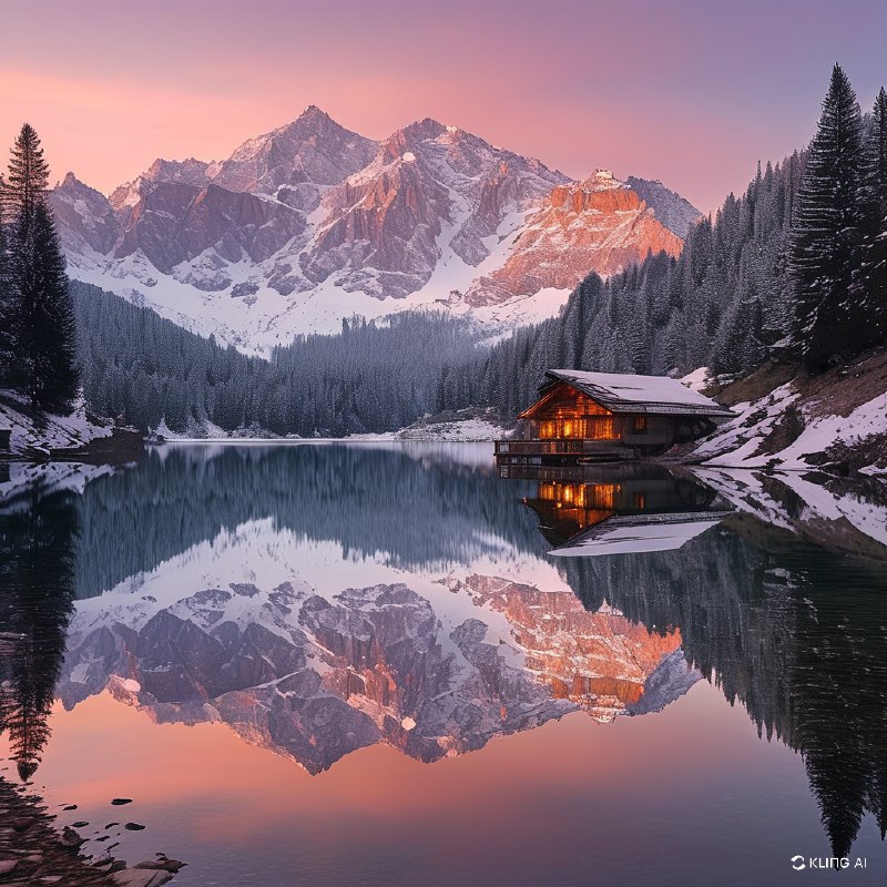 #Bing_Wallpaper在日落时分的意大利多洛米蒂山脉的米苏里纳湖宁静画面