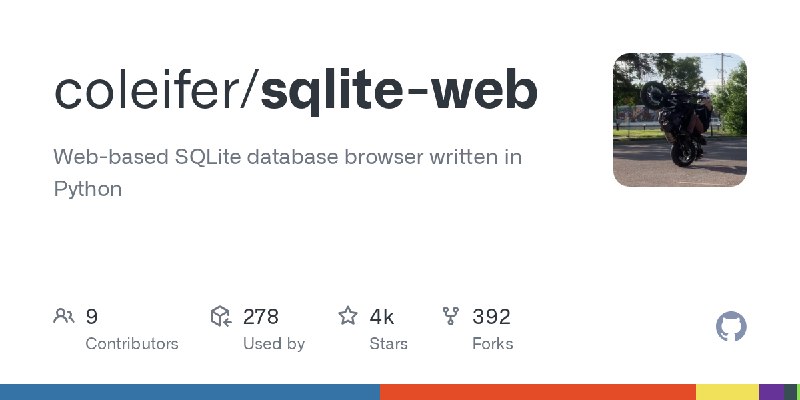 GitHub - coleifer/sqlite-web: Web-based SQLite database browser written in Python