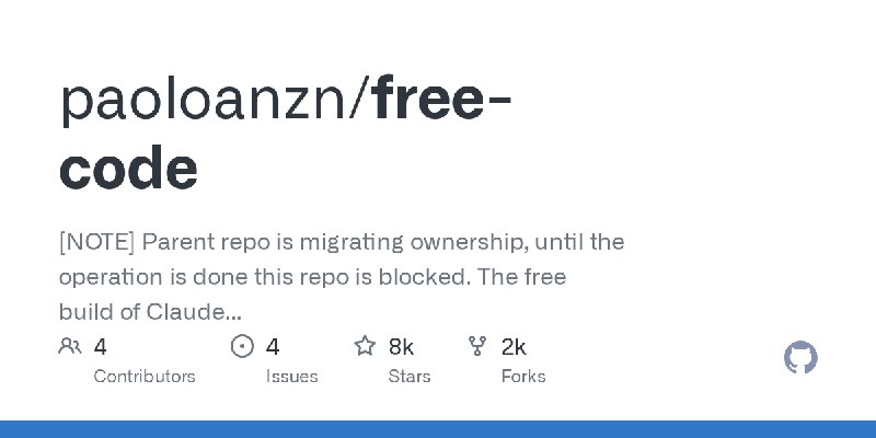 GitHub - paoloanzn/free-code: [NOTE] Parent repo is migrating ownership, until the operation is done this repo is blocked. The…