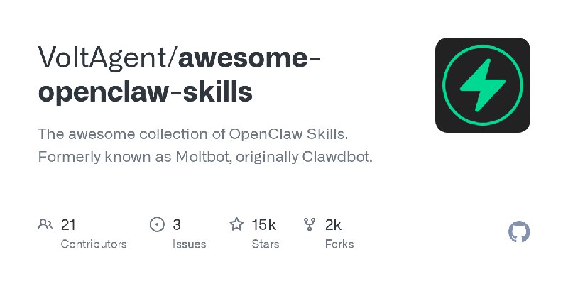GitHub - VoltAgent/awesome-openclaw-skills: The awesome collection of OpenClaw Skills. Formerly known as Moltbot, originally Clawdbot.