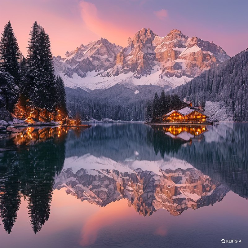 #Bing_Wallpaper在日落时分的意大利多洛米蒂山脉的米苏里纳湖宁静画面