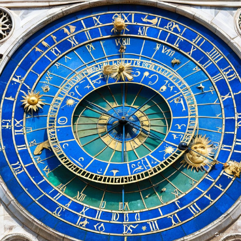 #Bing_Wallpaper威尼斯圣马可钟楼（Torre dell’Orologio）上的天文钟呈现出复杂而迷人的景象，捕捉了时间与天体运转的精髓