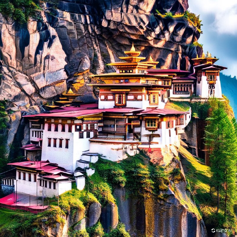 #Bing_Wallpaper雄伟的喜马拉雅修道院紧贴在崎岖山崖上的不丹虎穴寺