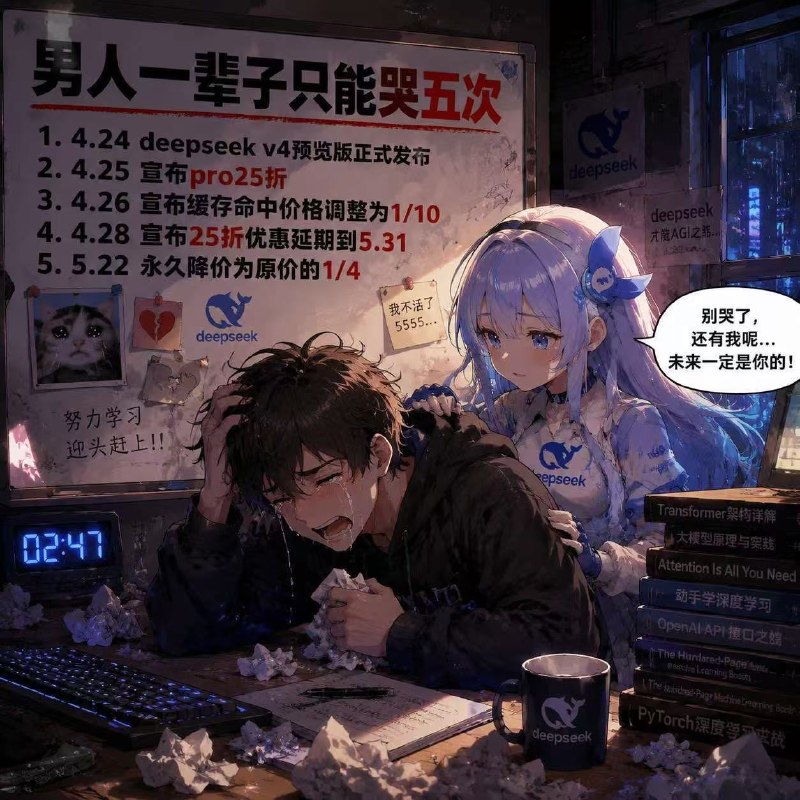 《恩情》- deepseek-v4-pro 模型 API 价格将于北京时间 2026/05/31 23:59 结束 2.5 折优惠活动后，正式调整为原定价的 1/4