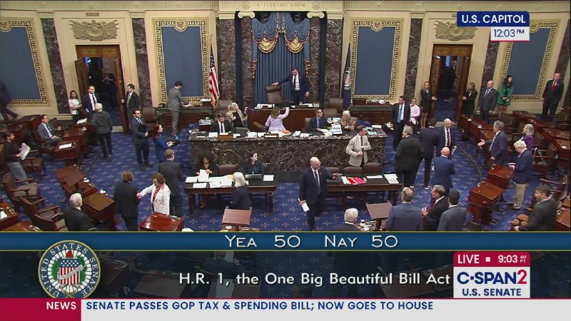 美国参议院7月1日以51票赞成、50票反对的微弱优势通过了特朗普力推的“大而美”税收与支出法案