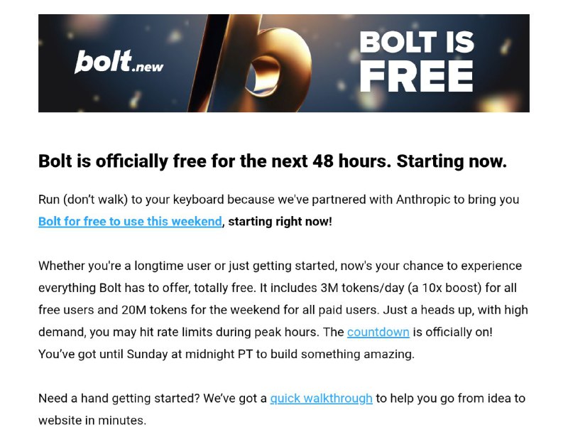 Bolt 周末免费使用 #AI