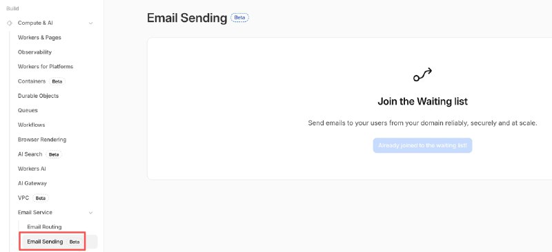 #Cloudflare 的 Email Sending 服务可以加入 Waitlist 了
