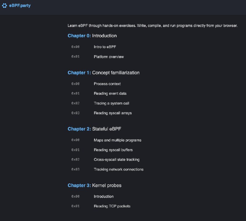 eBPF.party - 直接在浏览器中动手编写调试代码来学习 eBPF