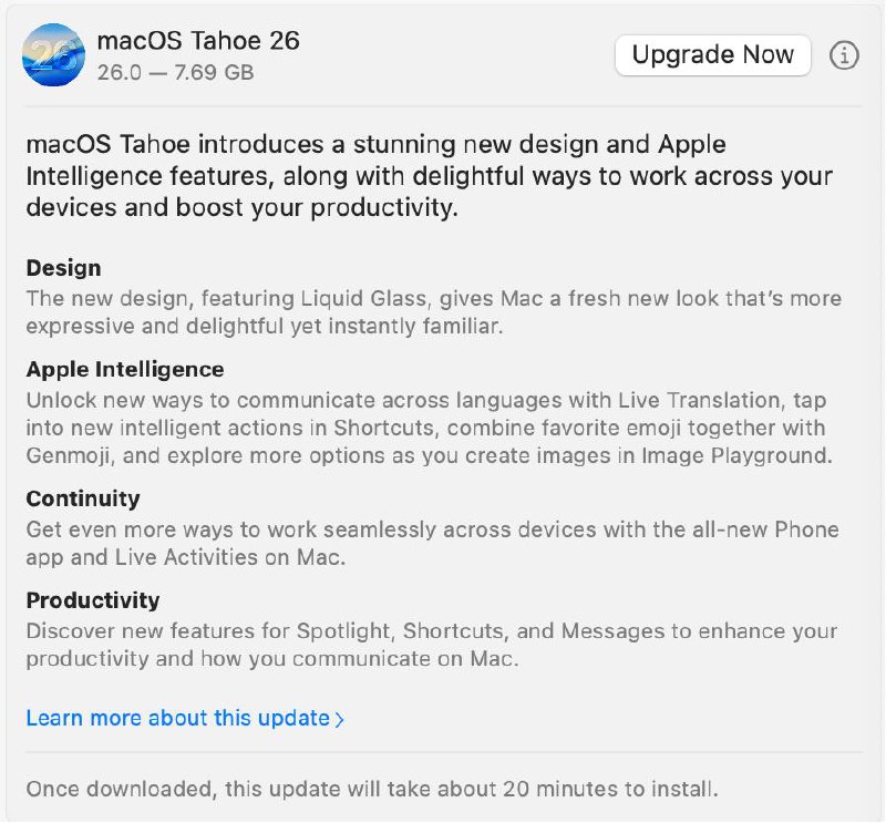 更新---#Apple #macOS Tahoe 26 两项注意事项1. macOS 26 移除了启动台（Launchpad），取而代之的是 App，通过聚焦搜索方式查找打开 Apps，并且会显示 iPhone 上的 app